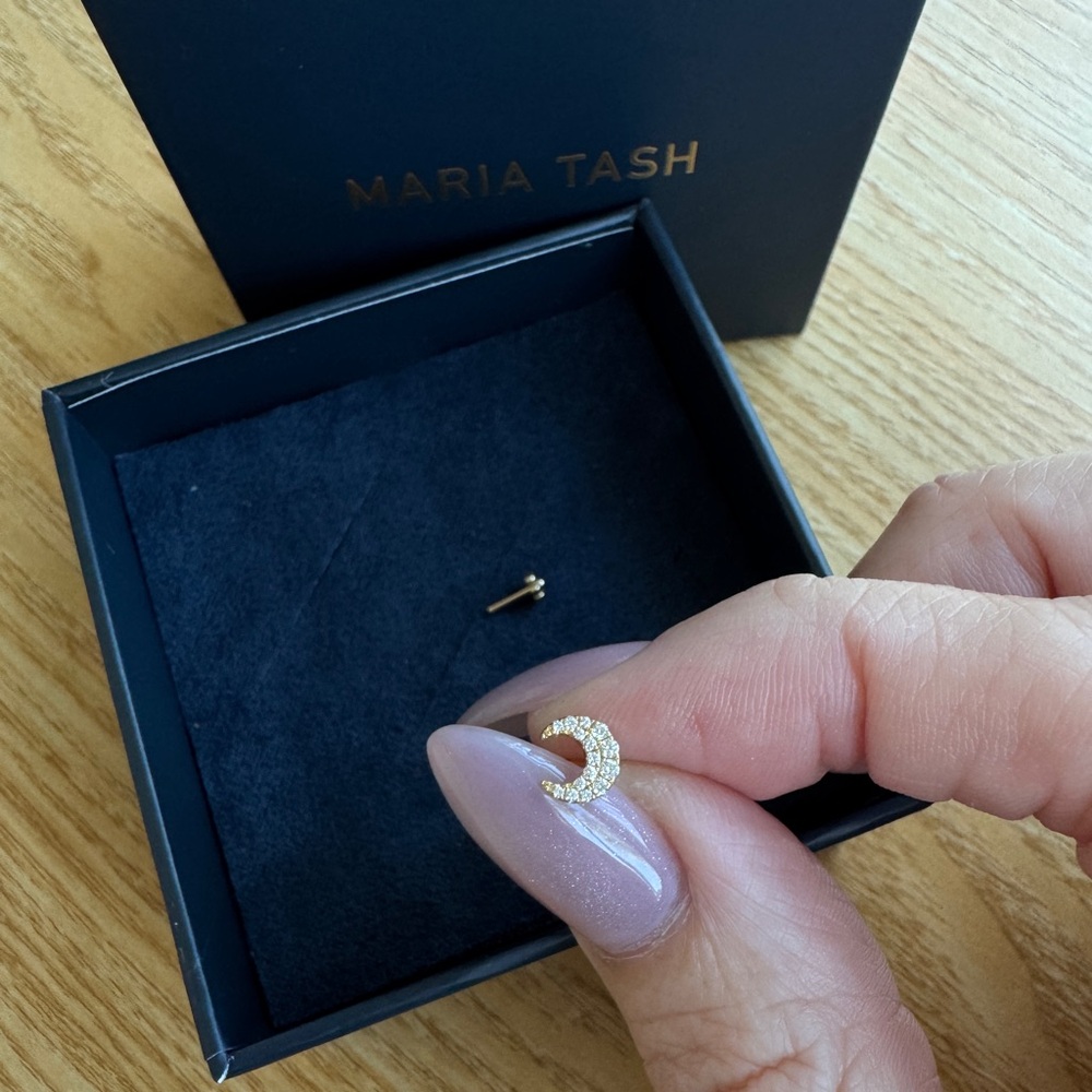 Maria Tash Diamond Moon Threaded Stud Earring (single)